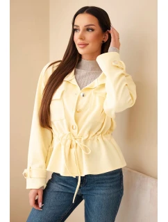 Dámská rozepínací mikina s tkaničkou a kapsami máslová žlutá