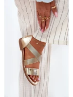 Dámské ploché sandály s elastickými pásky zlaté Marinea Dámské ploché sandály s elastickými pásky zlaté Marinea