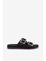 Sandály S Přezkami Na Ploché Podpatky Černé model 21705548 - Boto