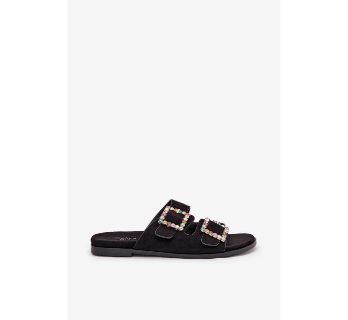 Sandály S Přezkami Na Ploché Podpatky Černé model 21705548 - Boto