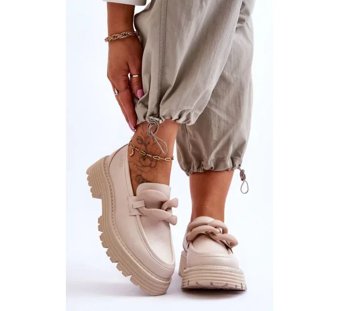 Kožené mokasínové boty Big Star  Béžová