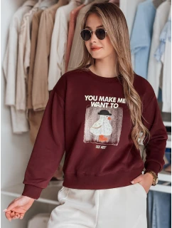 Dámská oversize mikina s potiskem GOOSHY vínová FashionStreet BY1426