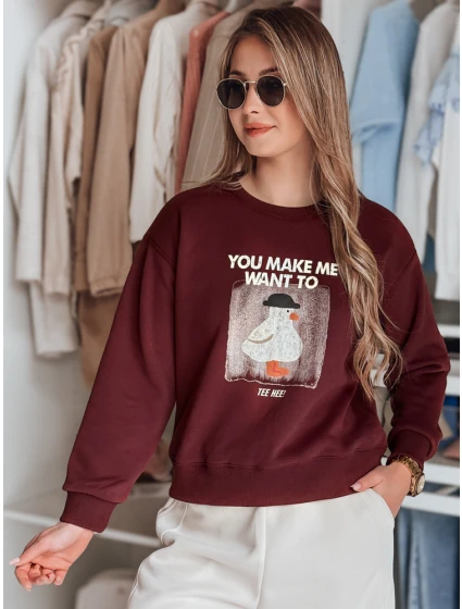 Dámská oversize mikina s potiskem GOOSHY vínová FashionStreet BY1426
