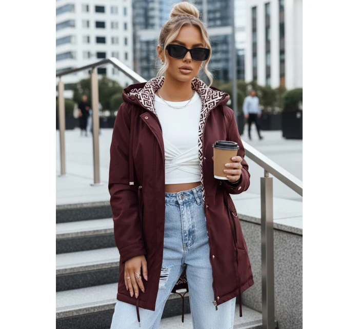 Kurtka parka damska z kapturem bordowa model 22028046 - FashionStreet Kurtka parka damska z kapturem bordowa model 22028046 - FashionStreet