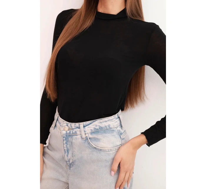 Dámská model 21777059 blůza s jemným rolákem a dlouhým rukávem černá - K-Fashion