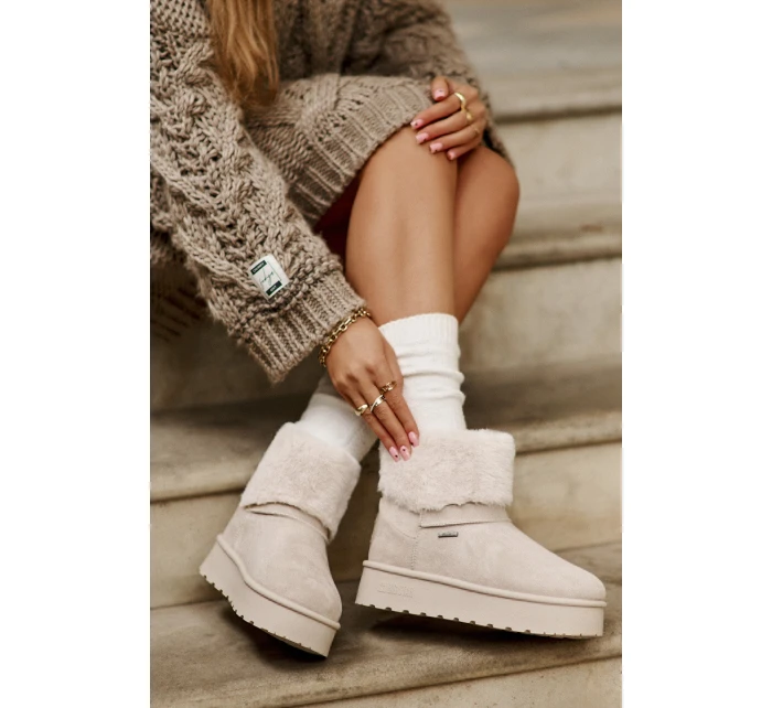 Sněhule na platformě s kožíškem Big Star model 21676120 Světle béžové - Big Star Shoes Sněhule na platformě s kožíškem Big Star model 21676120 Světle béžové - Big Star Shoes