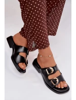 Dámské pantofle se zlatými sponami Černé model 21919167 - Boto