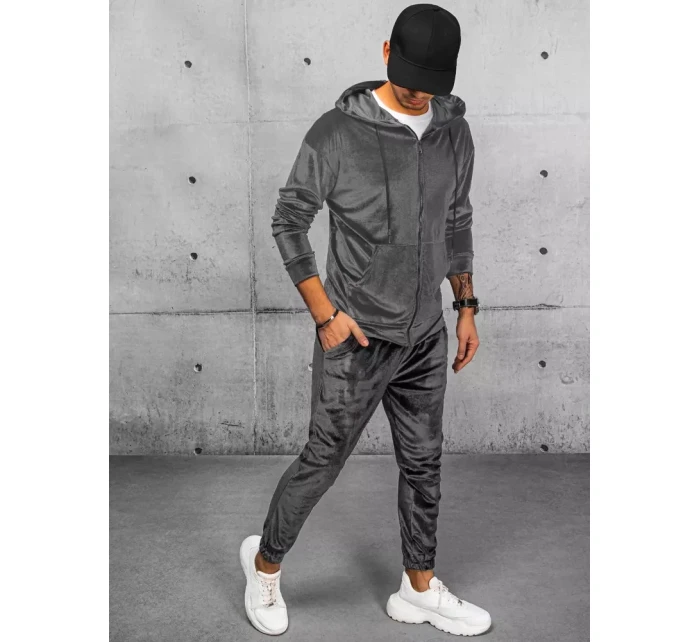 Pánská šedá velurová mikina FashionStreet BX5540