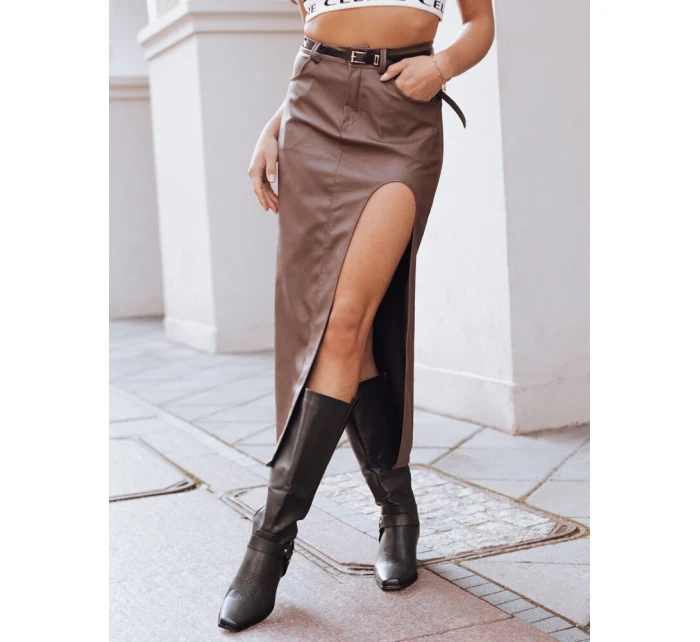 TOPAZ hnědá midi sukně FashionStreet CY0413 TOPAZ hnědá midi sukně FashionStreet CY0413