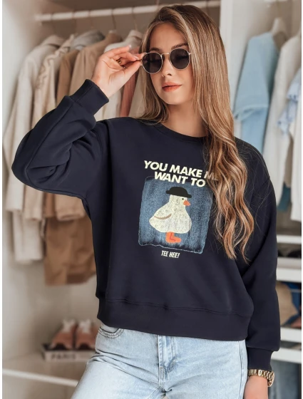 Dámská oversize mikina s potiskem GOOSHY navy blue FashionStreet BY1428