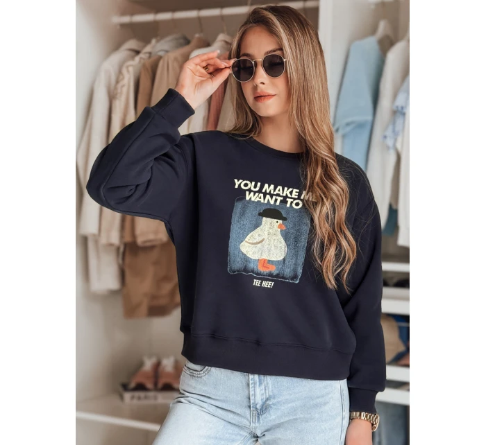 Dámská oversize mikina s potiskem GOOSHY navy blue FashionStreet BY1428