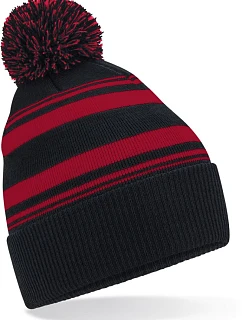 Beechfield B 473R Pletená čepice s pruhy "Fan" 53.473R black/classic red