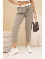 Dámské model 22010140 kalhoty s páskem fango - K-Fashion