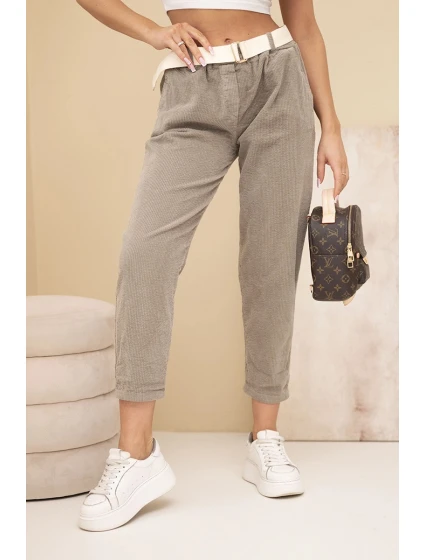 Dámské model 22010140 kalhoty s páskem fango - K-Fashion