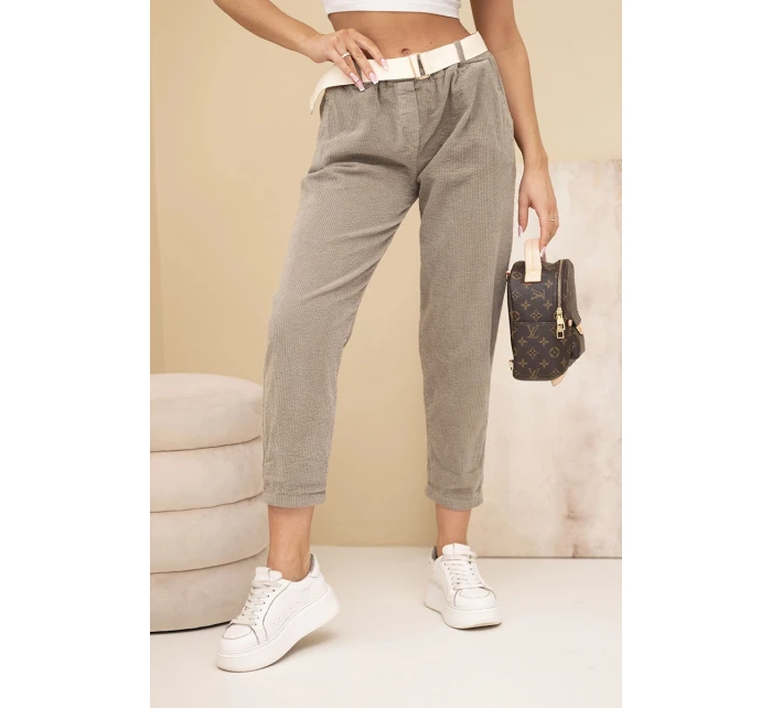 Dámské model 22010140 kalhoty s páskem fango - K-Fashion