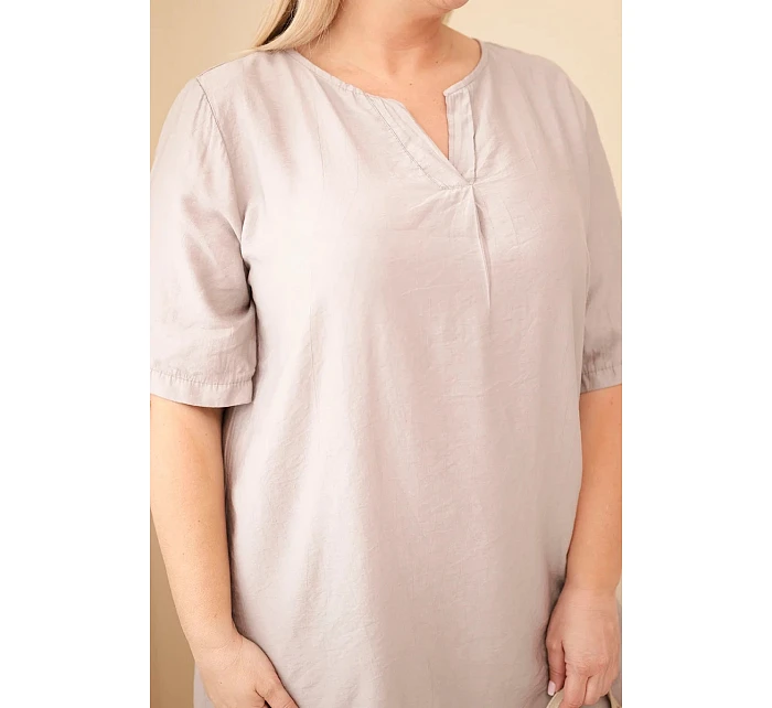 Dámské viskózové šaty Plus Size s krátkým rukávem a výstřihem do V fango