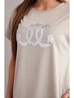 Dámské viskózové šaty s krátkým rukávem a ozdobným potiskem fango Dámské viskózové šaty s krátkým rukávem a ozdobným potiskem fango