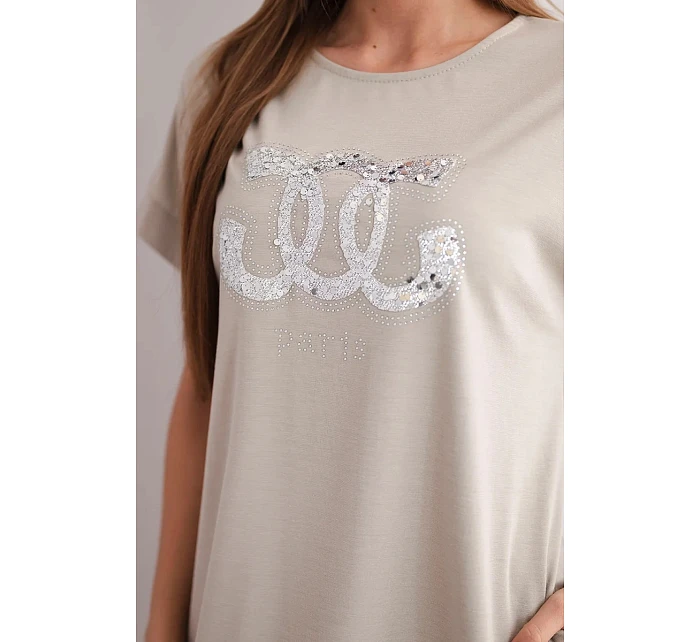 Dámské viskózové šaty s krátkým rukávem a ozdobným potiskem fango Dámské viskózové šaty s krátkým rukávem a ozdobným potiskem fango