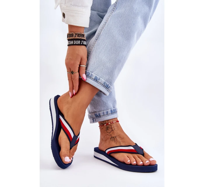 Dámské žabky na platformě Big Star model 21610799 námořnická modrá - Big Star Shoes Dámské žabky na platformě Big Star model 21610799 námořnická modrá - Big Star Shoes