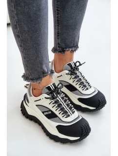 Kožené Dámské Sneakersy Na Platformě Big Star OO274A220 HI-POLY SYSTEM Bílá-Černá