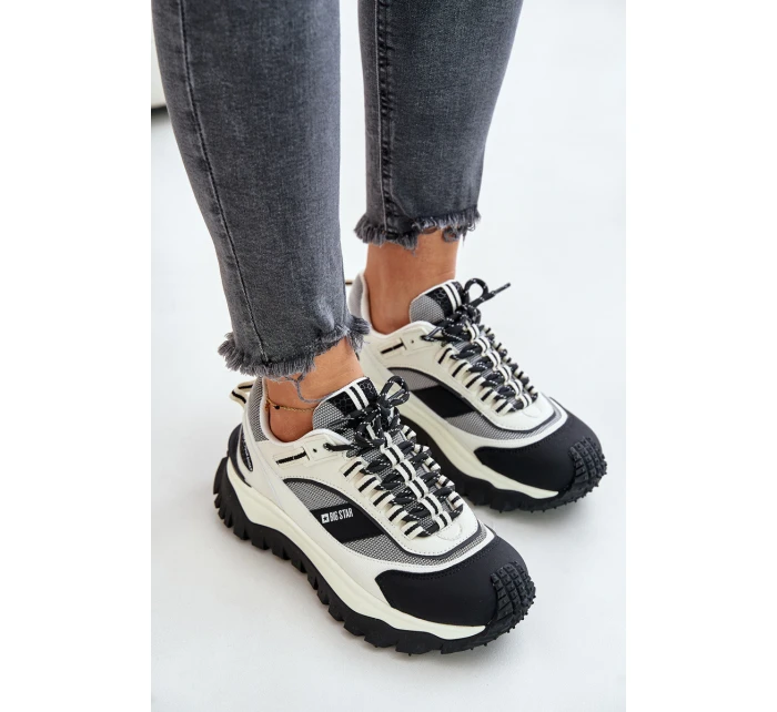 Kožené Dámské Sneakersy Na Platformě Big Star OO274A220 HI-POLY SYSTEM Bílá-Černá Kožené Dámské Sneakersy Na Platformě Big Star OO274A220 HI-POLY SYSTEM Bílá-Černá