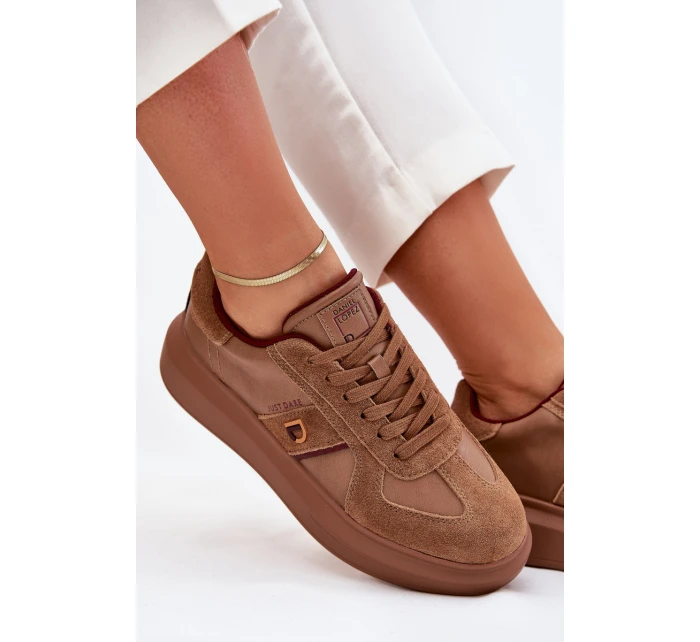Dámské Kožené Sneakersy Na Platformě Daniel Lopez Just Dare SS2D4005 Hnědé