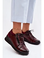 Kožené dámské polobotky na platformě model 22100874 bordó - VINCEZA