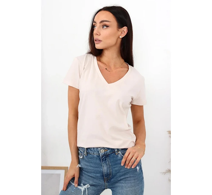 Dámské tričko Serek s krátkým rukávem hnědé - Off Pink