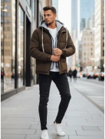 Pánská prošívaná zimní bunda s kapucí khaki FashionStreet TX5102