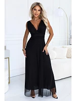 model 22302475 Elegantní maxi šaty s výstřihem do V a odhalenými zády – černé - numoco basic model 22302475 Elegantní maxi šaty s výstřihem do V a odhalenými zády – černé - numoco basic