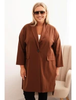 Dámská model 21268047 Plus Size Punto s bavlnou na knoflík čokoládová - K-Fashion