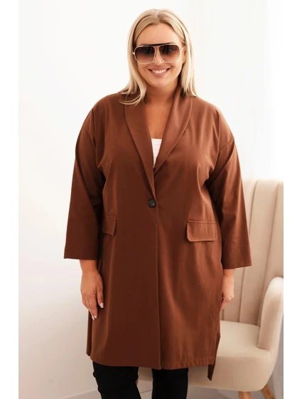 Dámská model 21268047 Plus Size Punto s bavlnou na knoflík čokoládová - K-Fashion
