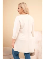 Dámská PLUS SIZE šaty z viskózy s volným střihem a dlouhým rukávem béžová Dámská PLUS SIZE šaty z viskózy s volným střihem a dlouhým rukávem béžová