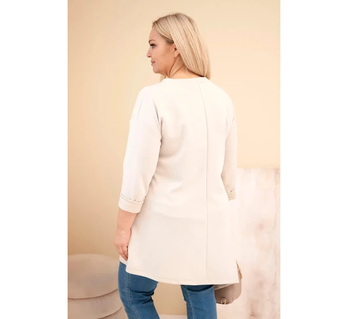 Dámská PLUS SIZE šaty z viskózy s volným střihem a dlouhým rukávem béžová Dámská PLUS SIZE šaty z viskózy s volným střihem a dlouhým rukávem béžová