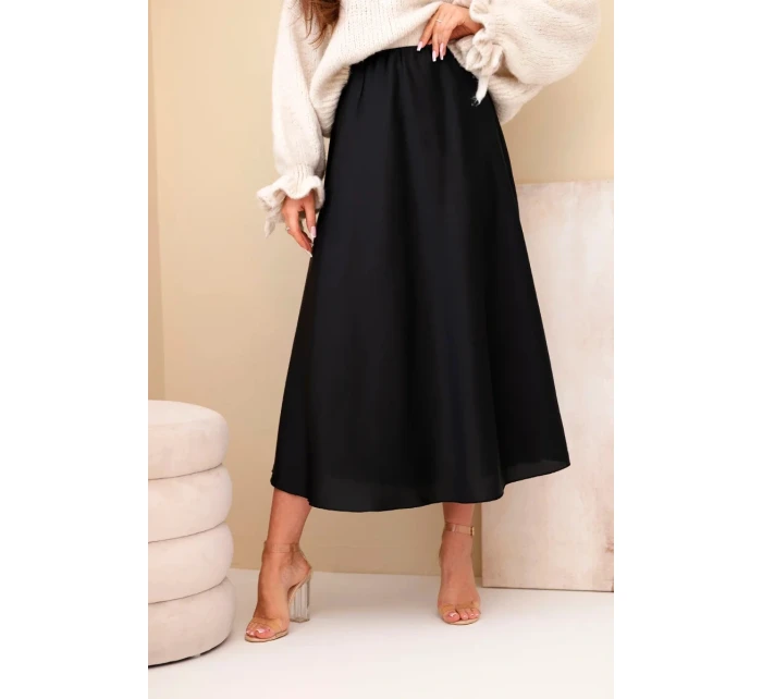Dámská viskózová rozšířená sukně černá