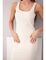 Dámské viskózové žebrované šaty na ramínka béžová Dámské viskózové žebrované šaty na ramínka béžová