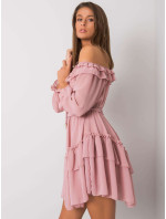 OCH BELLA Růžové španělské šaty s volány