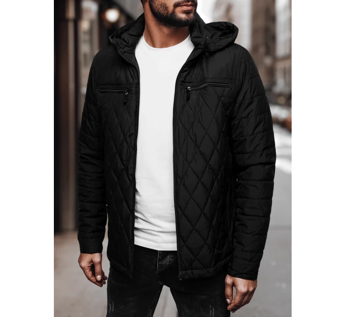 Pánská prošívaná bunda s kapucí černá Dstreet TX4989