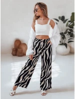 Dámské pruhované kalhoty se širokými nohavicemi ZEBRAVIBE béžovo-černé FashionStreet UY2653