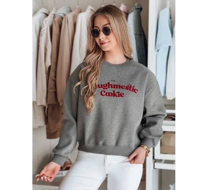 Dámská oversize mikina s potiskem COOKIES tmavě šedá FashionStreet BY1443