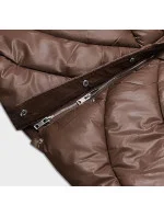 Hnědá volná dámská zimní bunda z ekologické kůže (AG2-J90)