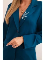 Dámská souprava s viskózou a ozdobami a elastickými kalhotami mořská Dámská souprava s viskózou a ozdobami a elastickými kalhotami mořská