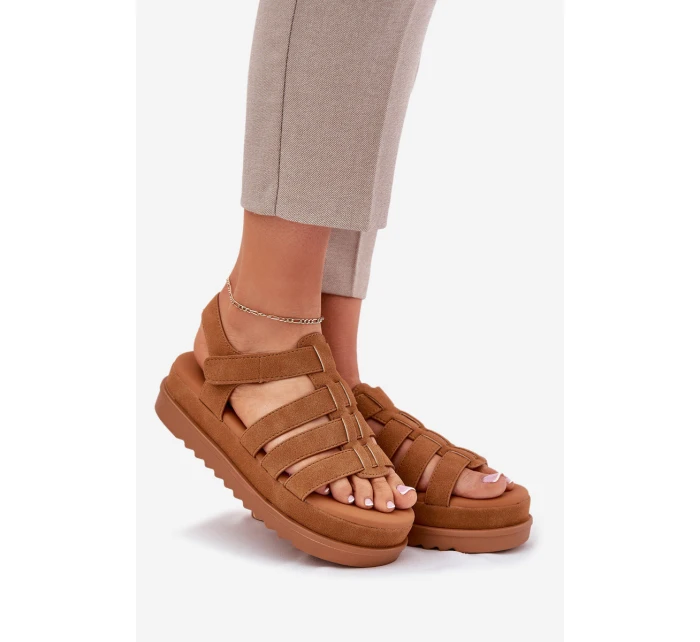 Dámské Sandály Na Platformě Eko Semišové Camel Filisenia Dámské Sandály Na Platformě Eko Semišové Camel Filisenia