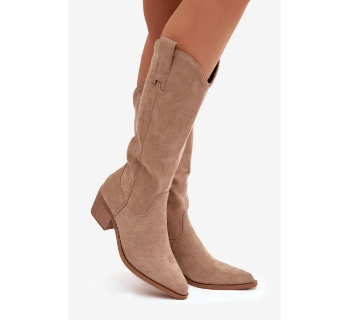 Kozačky Kovbojky Dámské Khaki model 21821835 - Boto Kozačky Kovbojky Dámské Khaki model 21821835 - Boto