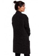 BK034 Chlupatý pletený svetr - malinový