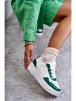 Dámské nízké sportovní boty na platformě bílé a zelené Kyllie