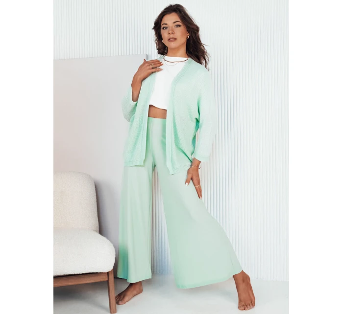 Dámské kalhoty TERENI s širokými nohavicemi v mátové barvě FashionStreet UY2004