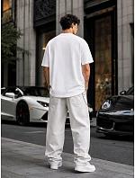 Pánské bavlněné bílé tričko oversize FashionStreet RX5683