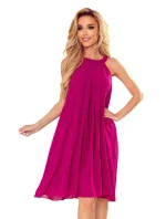 Dámské šifonové šaty ve fuchsiové barvě se zavazováním model 22148368 - numoco