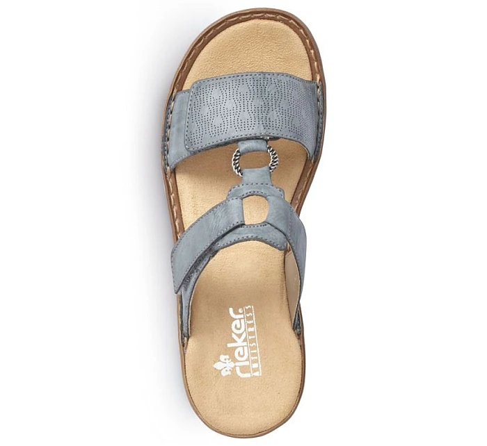 Dámské pohodlné modré žabky na suchý zip Rieker 60885-12